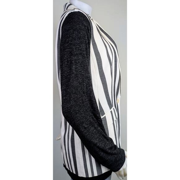 Talbots Gray White Striped Woven Cotton Blend Lined Blazer Vest Size 16 Petite - Picture 5 of 11